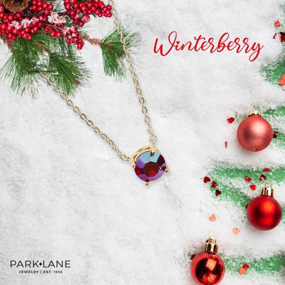 Winterberry Impression Necklace - Red AB Crystal Solitaire - Park Lane Jewelry - Picture 9 of 11